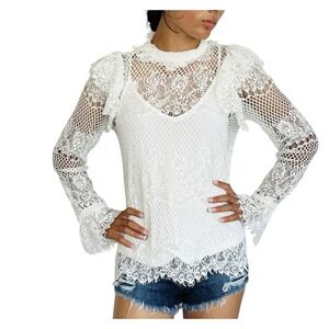 Sundance Boho‎ Lace Top XS Fairy Sheer Romantic Coquette Angel Victorian NWT